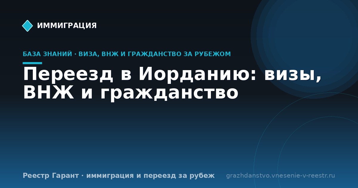 Переезд в Иорданию: визы, ВНЖ и гражданство | Реестр Гарант