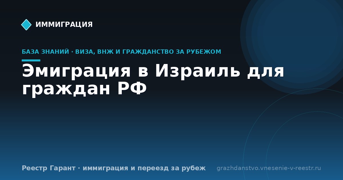 Эмиграция в Израиль для граждан РФ