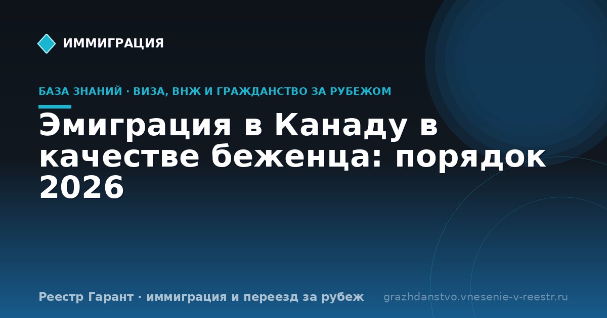 Эмиграция в Канаду в качестве беженца: порядок 2026