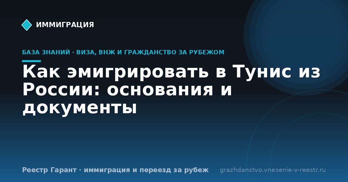 Как эмигрировать в Тунис из России: основания и документы