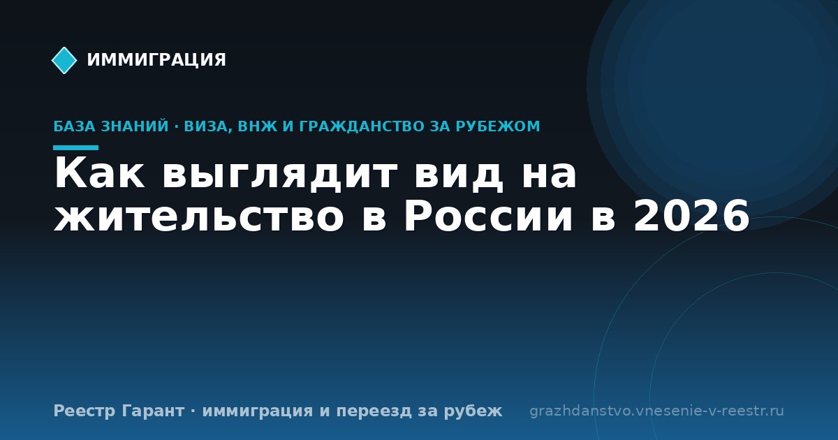 Как выглядит вид на жительство в России в 2026