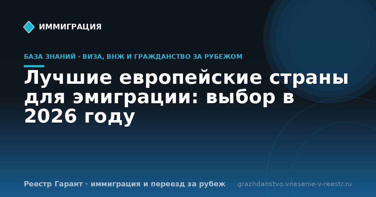 Лучшие европейские страны для эмиграции: выбор в 2026 году