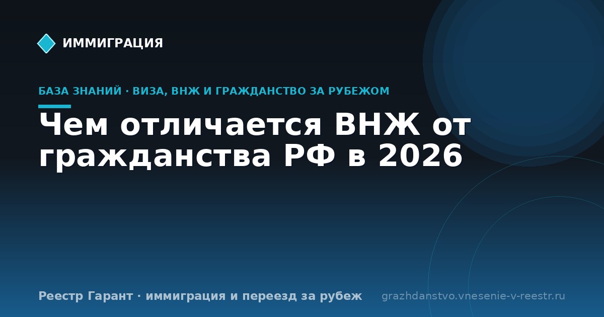 Чем отличается ВНЖ от гражданства РФ в 2026