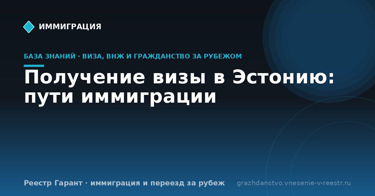Получение визы в Эстонию: пути иммиграции
