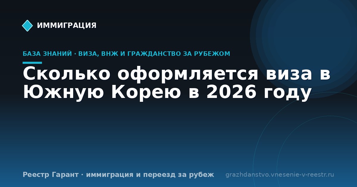 Сколько оформляется виза в Южную Корею в 2026 году