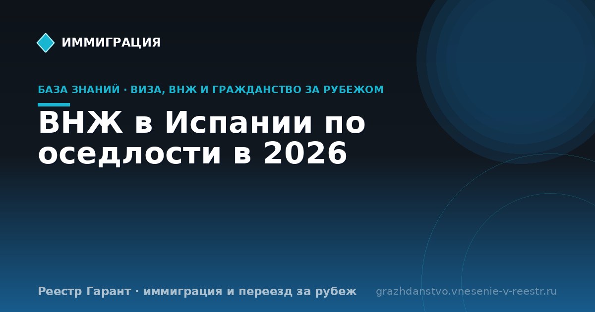 ВНЖ в Испании по оседлости в 2026