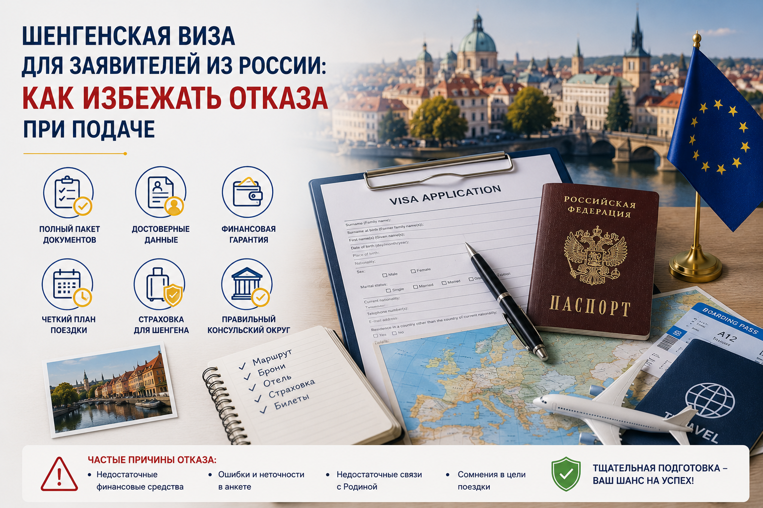 Шенгенская виза для заявителей из России: как избежать отказа при подаче