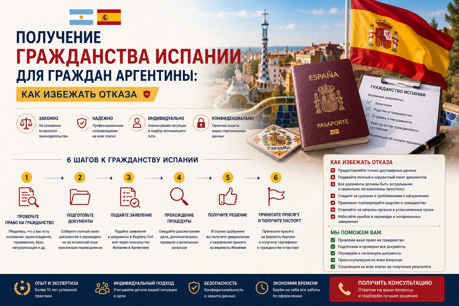 Получение гражданства Испании для граждан Аргентины: как избежать отказа