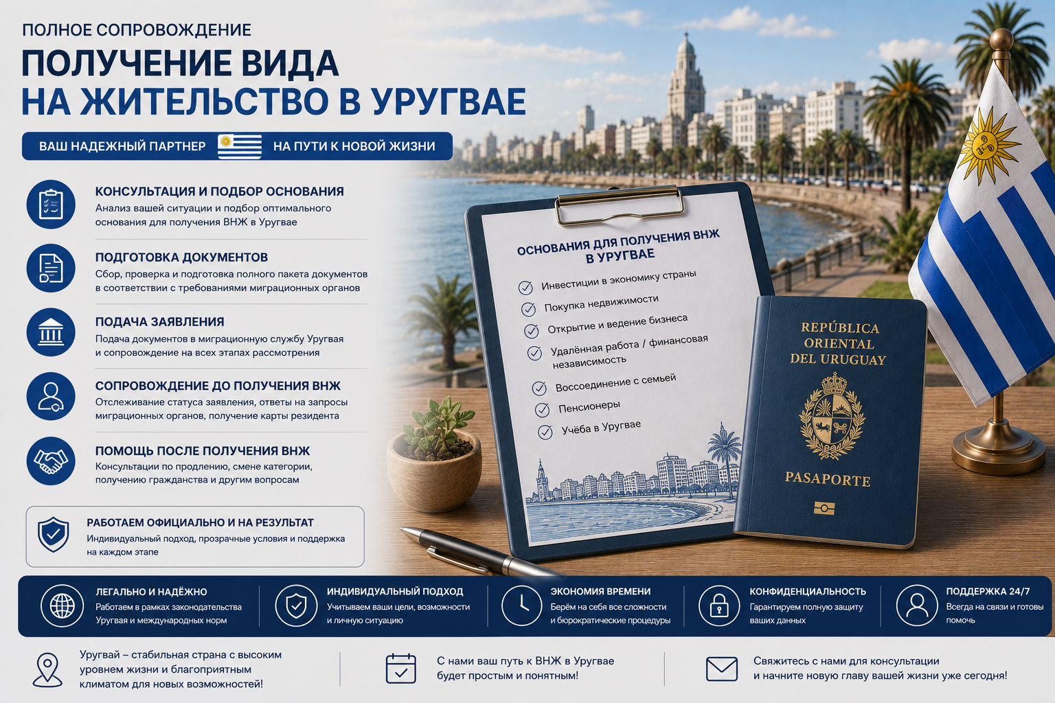 Получение вида на жительство в Уругвае: сопровождение