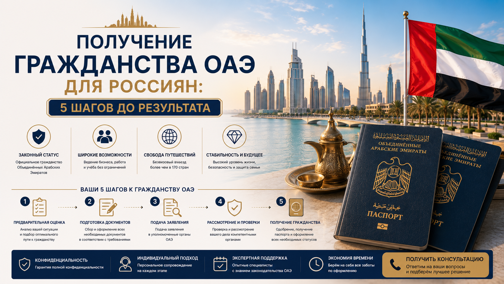 Получение гражданства ОАЭ для россиян: 5 шагов до результата