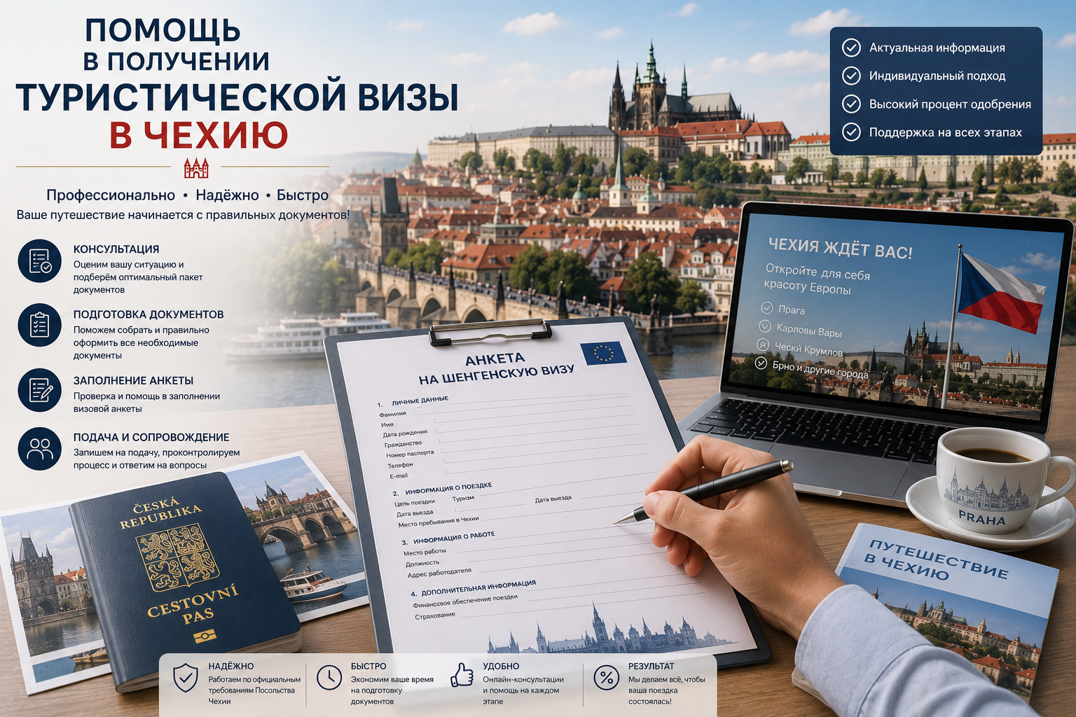 Помощь в получении туристической визы в Чехию