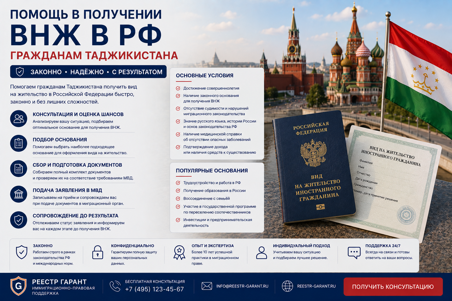 Помощь в получении ВНЖ в РФ гражданам Таджикистана