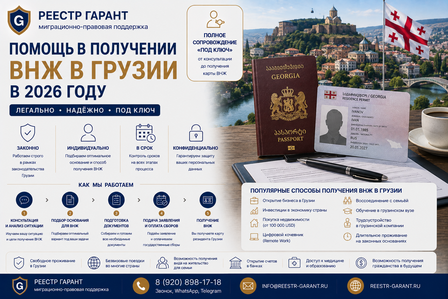 Образец документа — Помощь в получении ВНЖ в Грузии в 2026 году