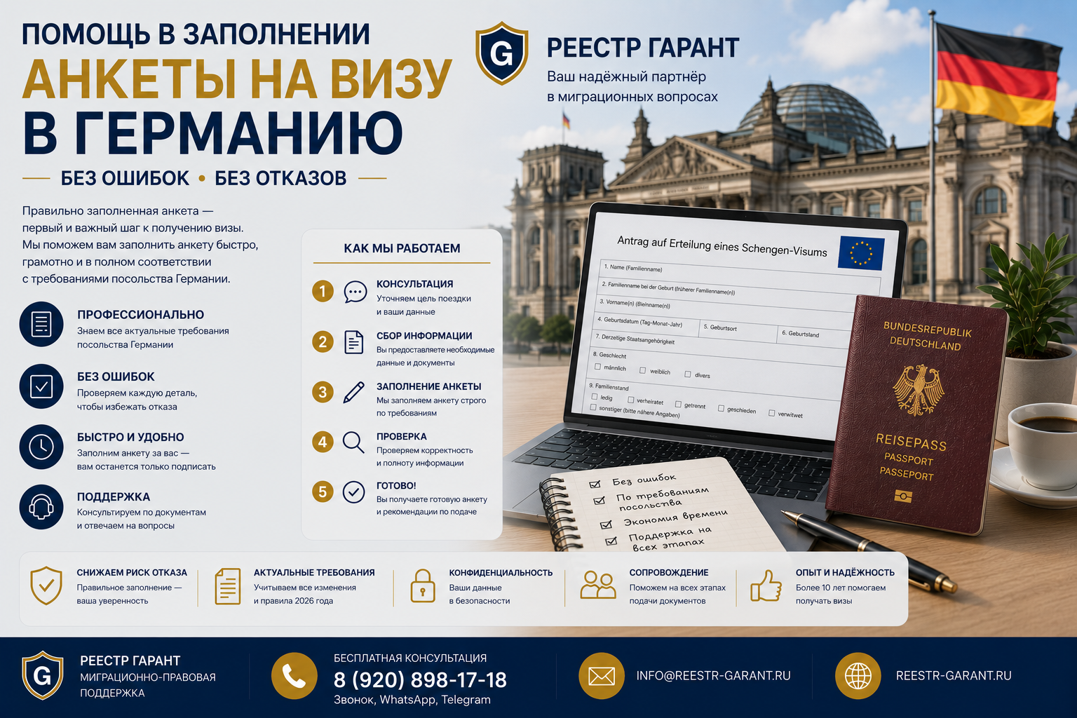 Образец документа — Помощь в заполнении анкеты на визу в Германию