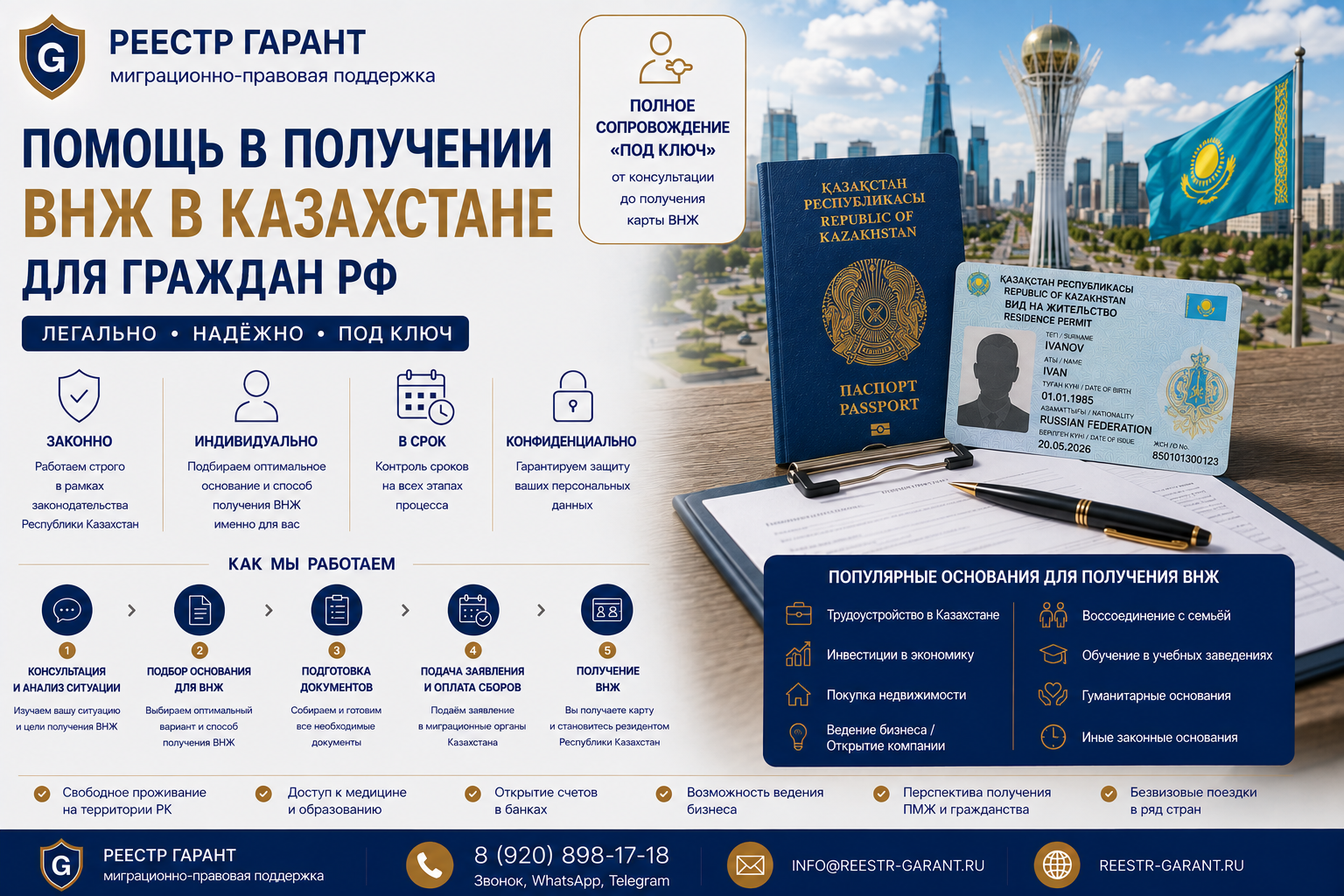 Образец документа — Помощь в получении ВНЖ в Казахстане для граждан РФ