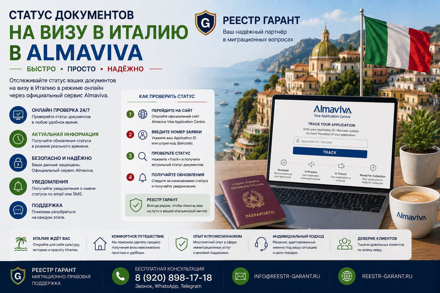 Образец документа — Статус документов на визу в Италию в Almaviva