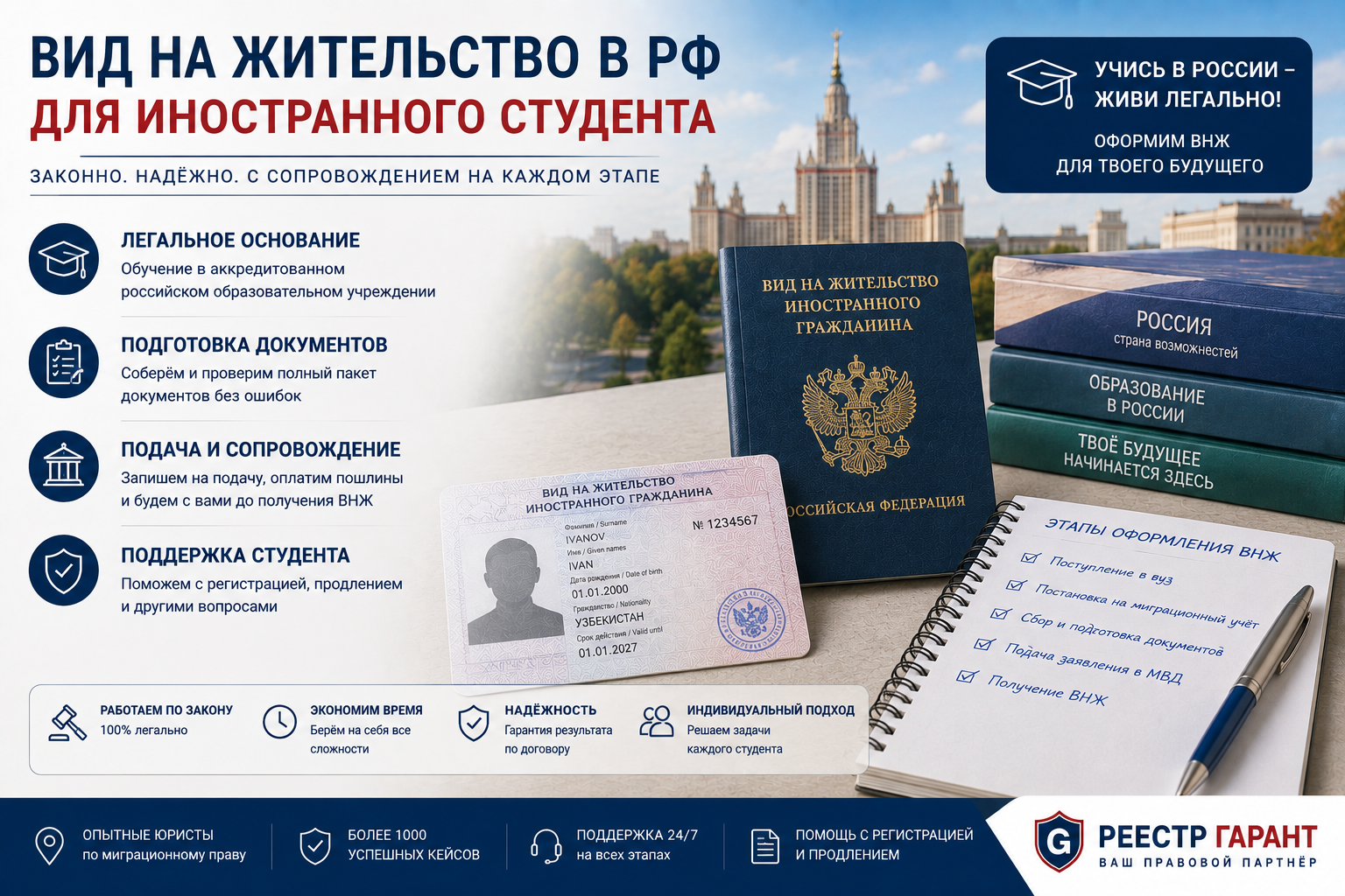 Вид на жительство в РФ для иностранного студента