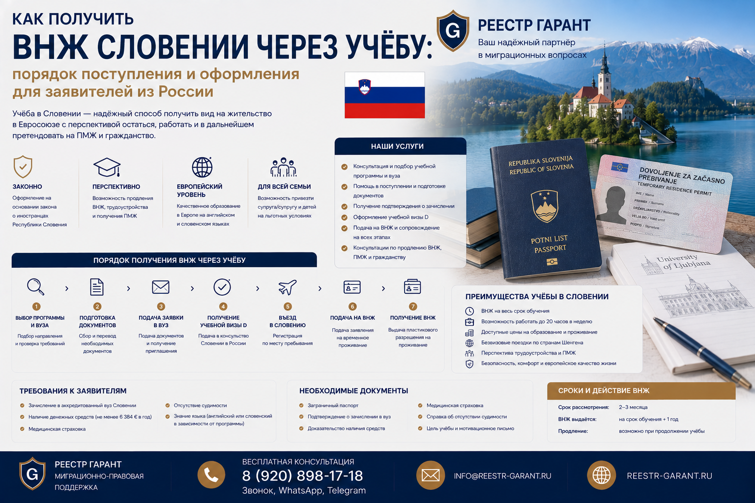 Образец документа — ВНЖ Словении через учёбу: порядок поступления и оформления для заявителей из России