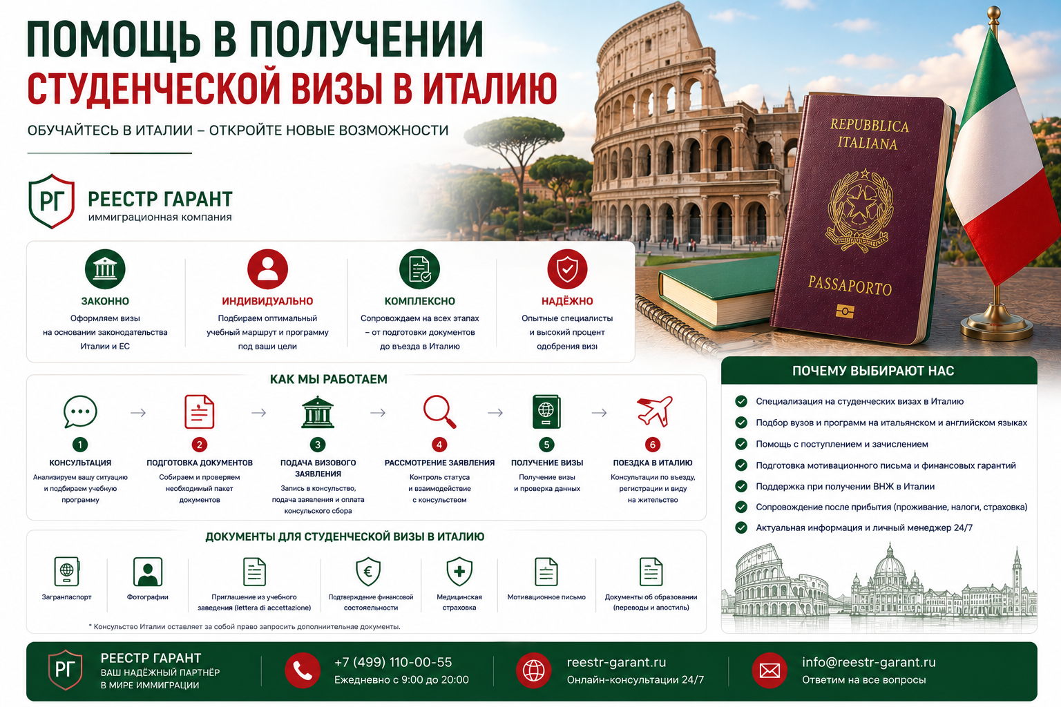 Помощь в получении студенческой визы в Италию