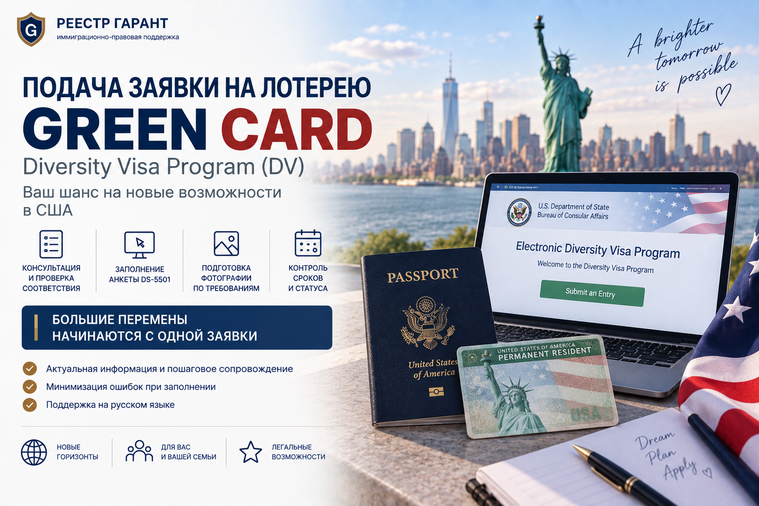 Образец документа — Подача заявки на лотерею Green Card